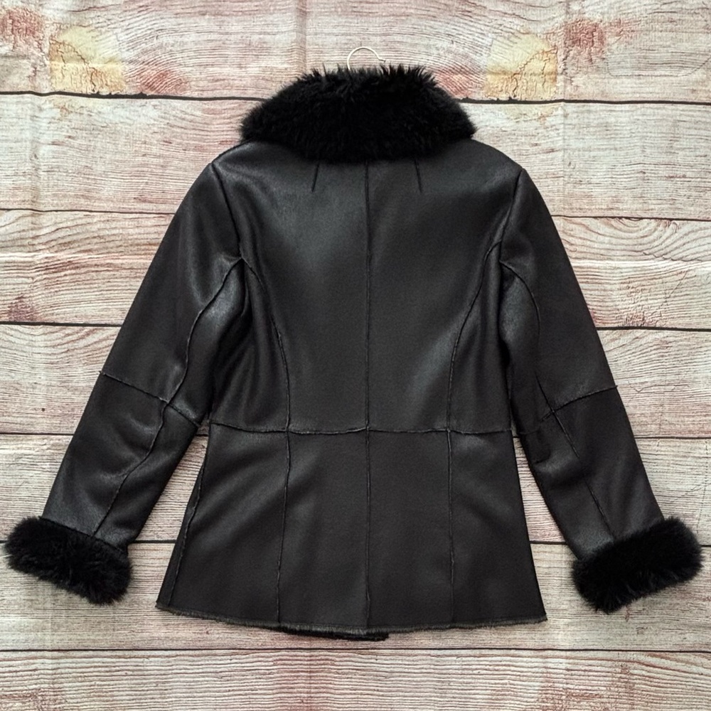 Velvet • Black Button Up Winter Coat with Faux Fur Trim - Women’s Size Large - Picture 15 of 16